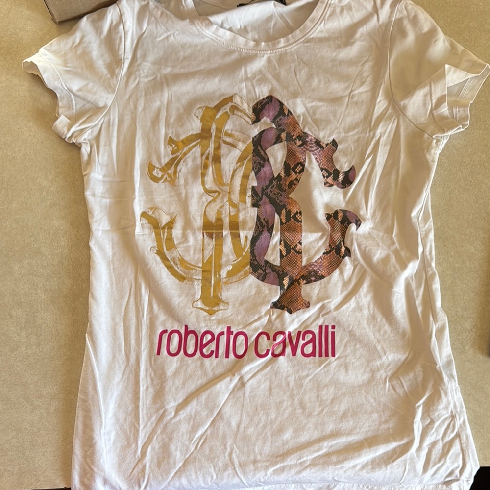 Roberto Cavalli White Graphic T-Shirt